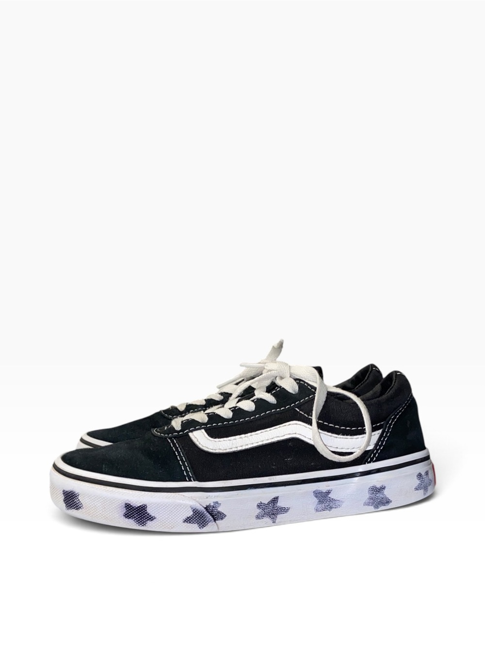 Vans Kids Old Skool Black with White Stripe and Blue Star Accent